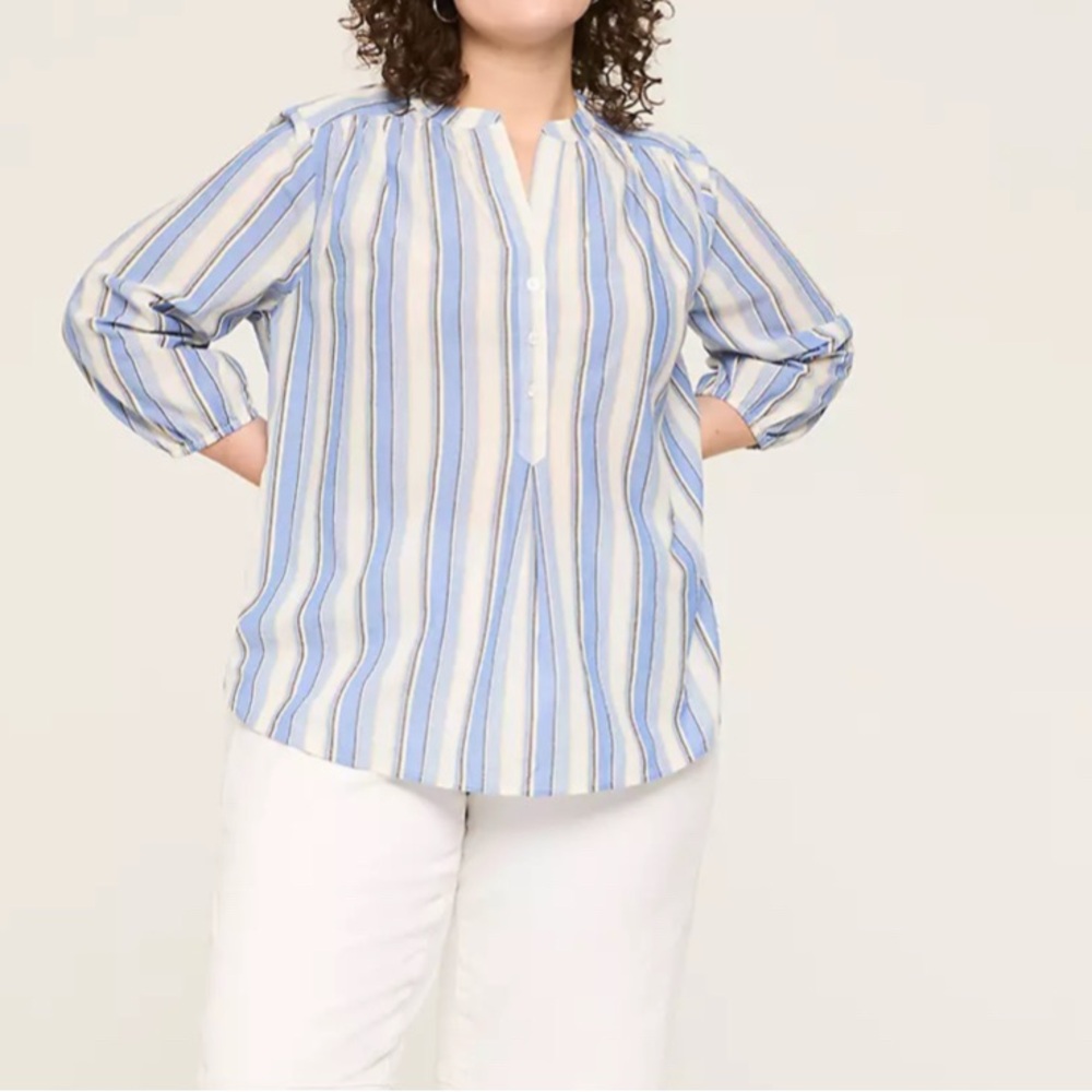 Lane Bryant Blue and White Striped Blouse
